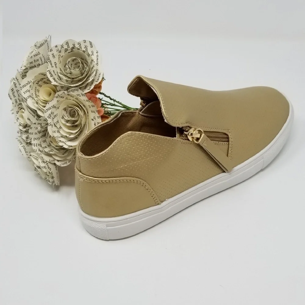 SALE! Women's Walking Shoes, Fashion Sneakers with Zipper, SN-2808, Gold